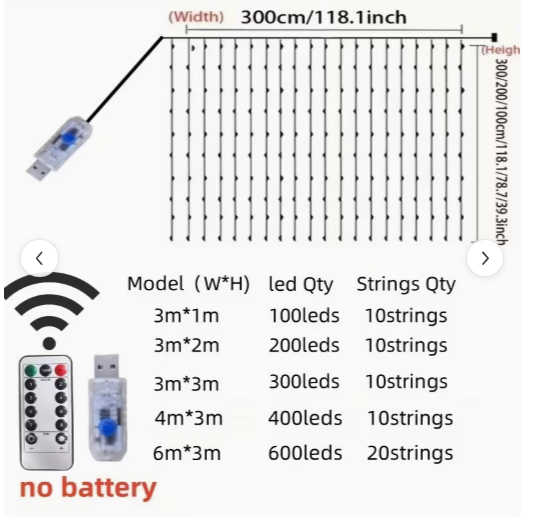 3 Colors Curtain String Lights with Remote Control - Image 8