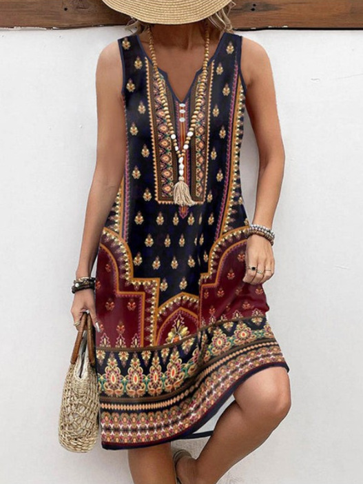 Digital Printed V-neck Dress - Image 2