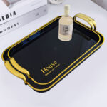 Black Gold Light Luxury Tea Tray Elegant Serving tray - Image 7