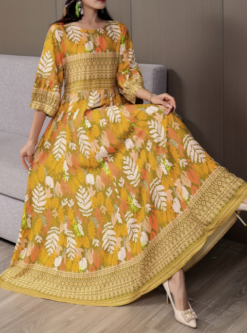 Middle Eastern Embroidered Bohemian Style Maxi Dress for Women - Image 2