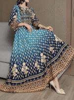 Middle Eastern Embroidered Maxi Dress for Women  Elegant Loose Fit Ethnic Long Gown for usa