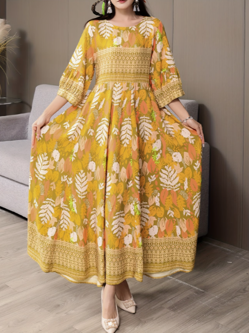 Middle Eastern Embroidered Bohemian Style Maxi Dress for Women - Image 4