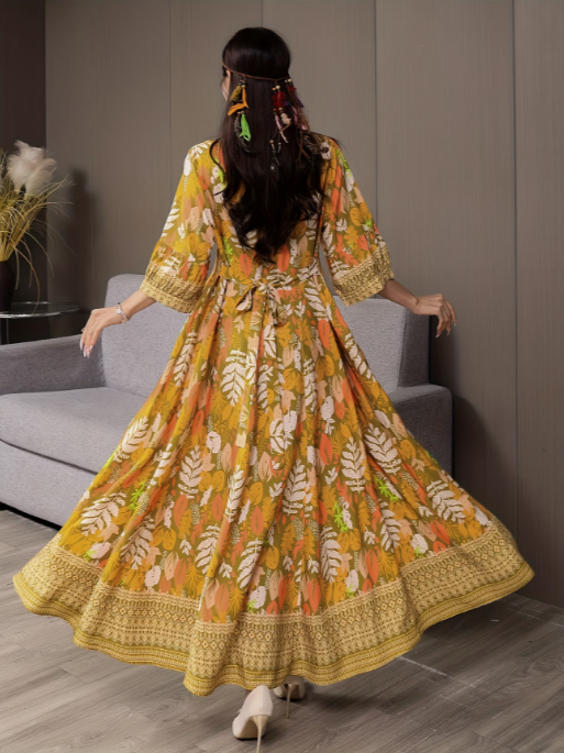 Middle Eastern Embroidered Bohemian Style Maxi Dress for Women - Image 3