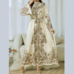Long Sleeve Paisley Abaya Maxi Dress For  Fashion - Image 4