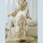 Long Sleeve Paisley Abaya Maxi Dress For  Fashion - Image 3