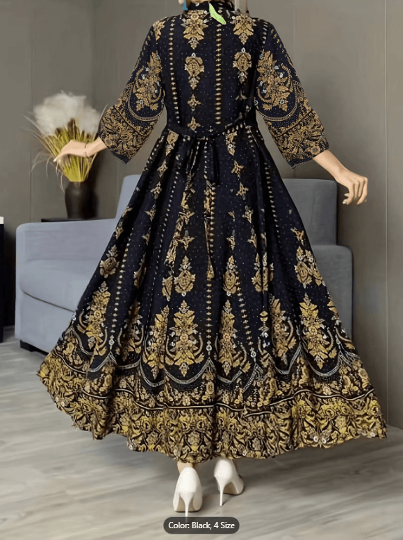 Middle Eastern Embroidered Bohemian Style Maxi Dress for Women - Image 3